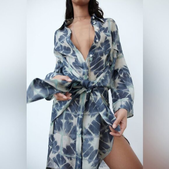 ZARA Knotted Ramie Dress Limited Edition Sz M-L - NWT!! - Picture 2 of 13